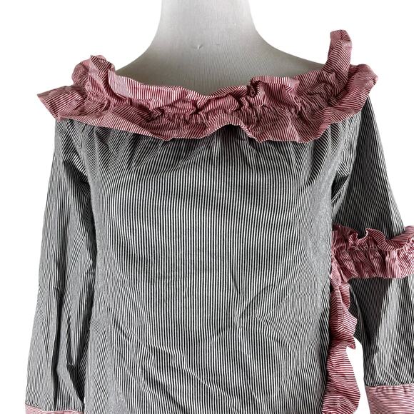 Walter Baker Derrick Striped Ruffle Off Shoulder Top Size S - Picture 3 of 7